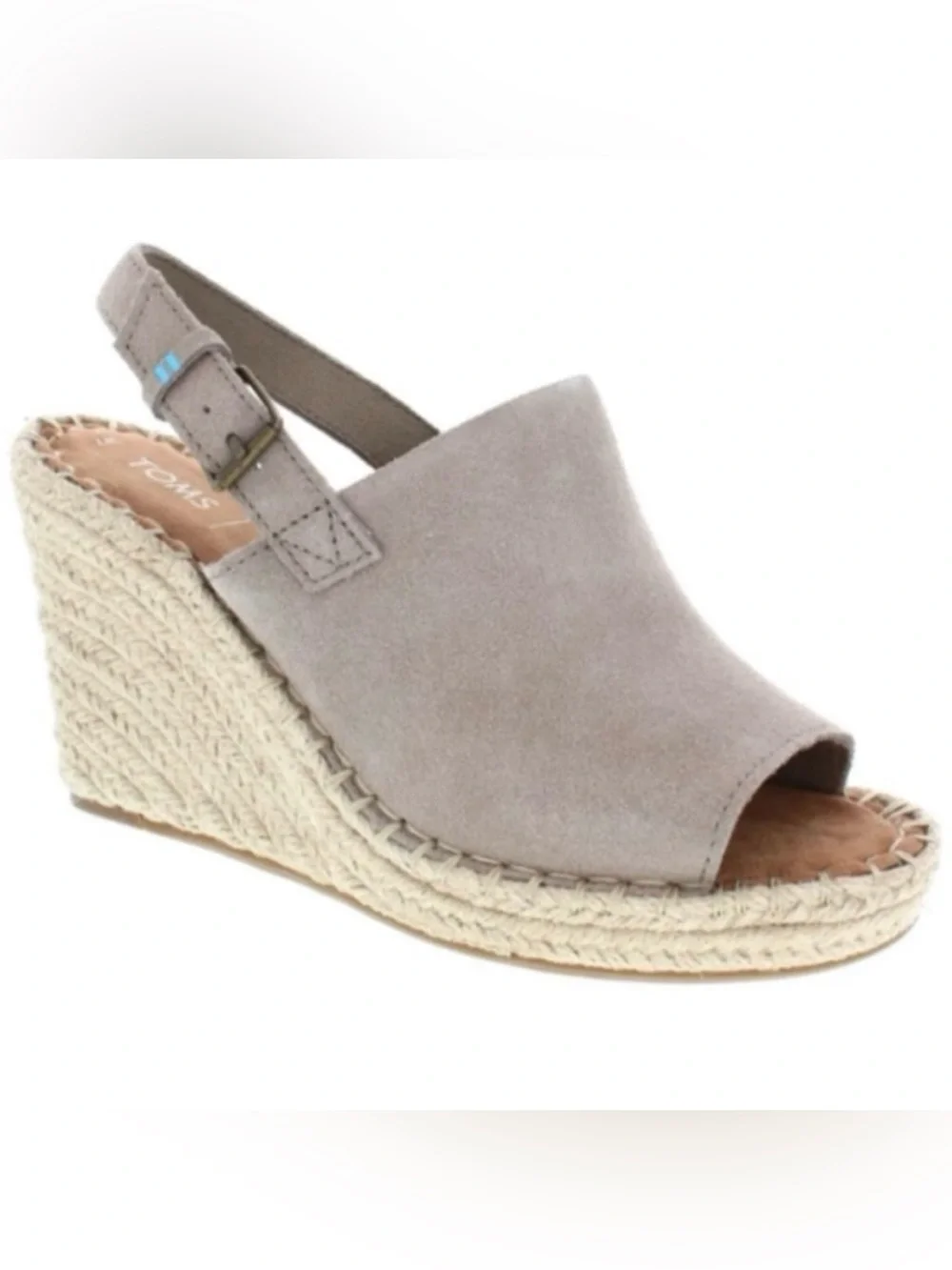 TOMS Monica Wedge Espadrille Sandals Desert Taupe Suede Size 9.5 M